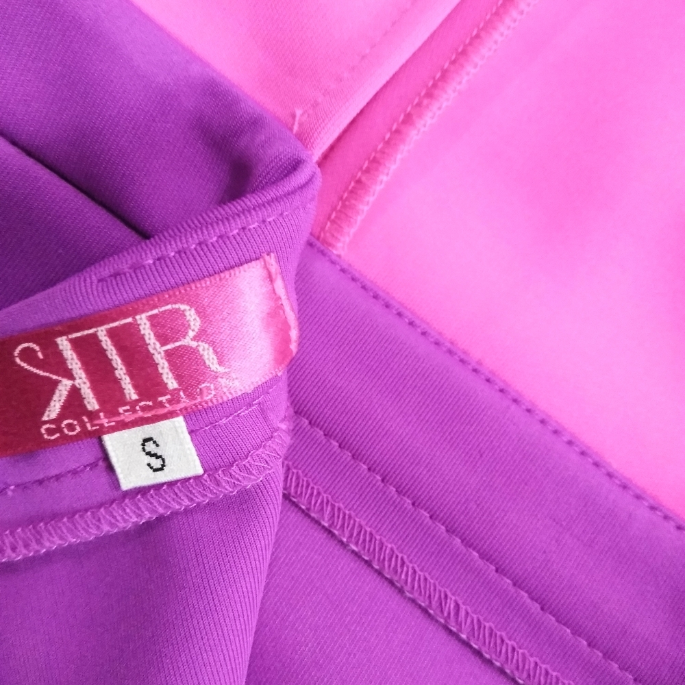 KTR Pink&Lilac Scuba, Open back ALine Pencil Dress - Picture 7 of 8